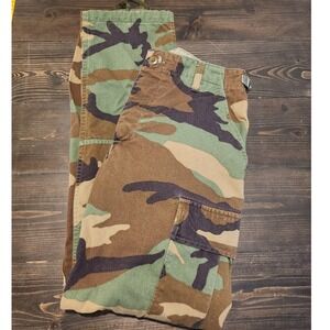 Vintage Military Pants Small Short 37"-31" Woodland Camo Military‎ Issue Cargo